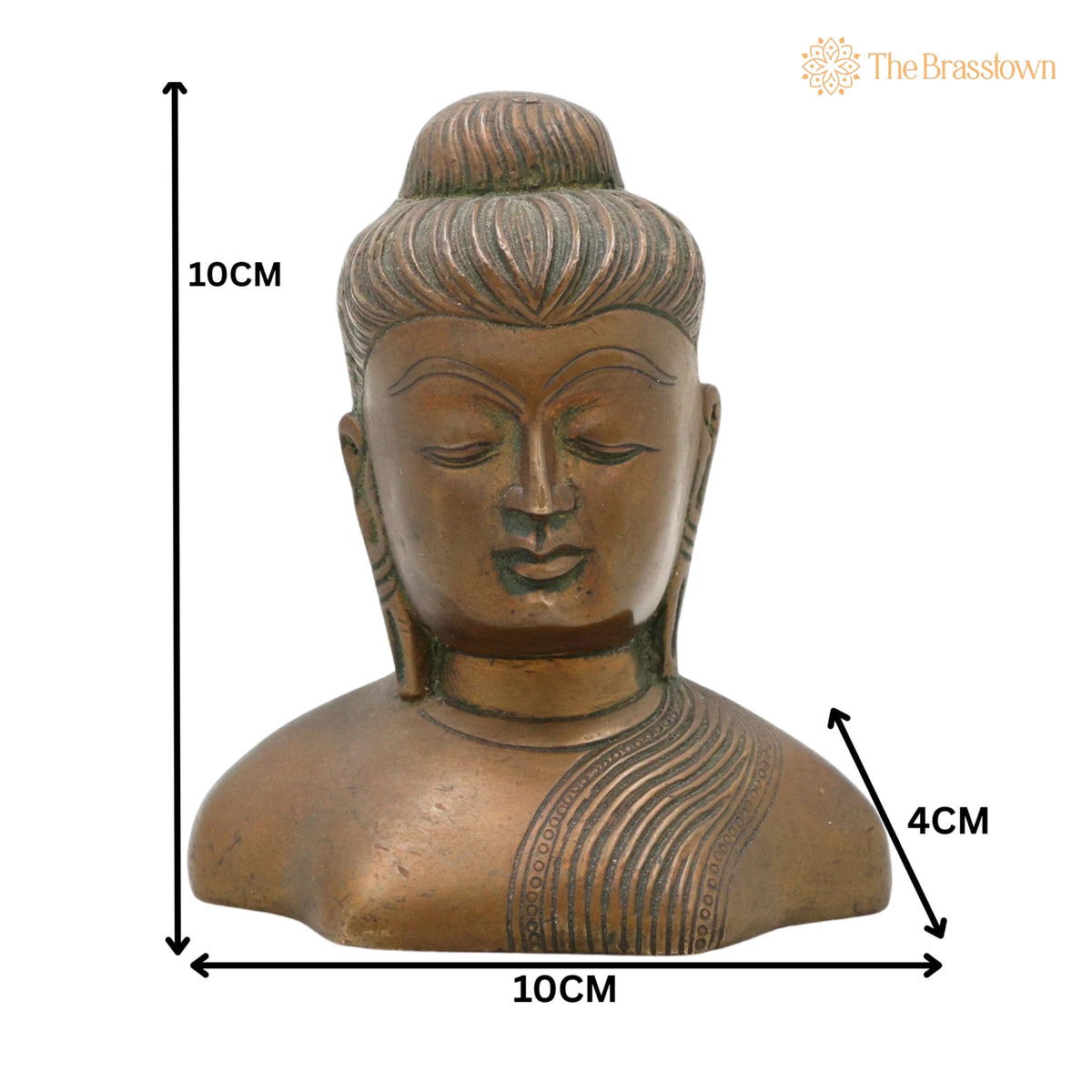 Handcrafted Brass Buddha Head Idol – Gautama Buddha Shakyamuni Murti, Meditating Buddha Sculpture for Home Décor 4 Inch 5