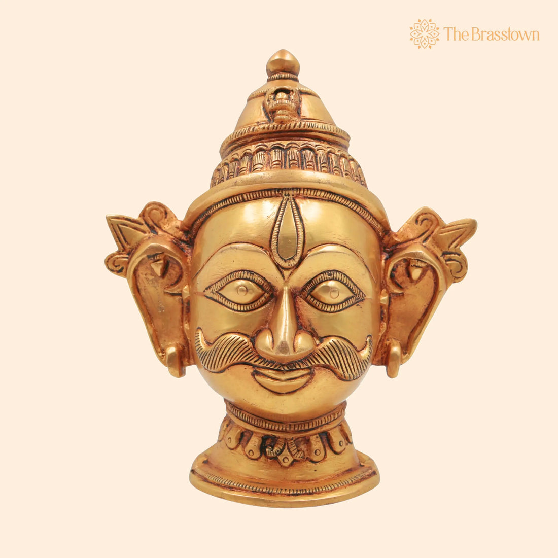 Handmade Brass Shiva Head Idol – Mahadev Murti, Shankara, Bholenath, Neelkanth Sculpture, Home Décor, Puja, Temple Display 7 Inch 1