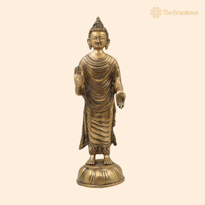 Brass Lord Buddha Idol – Handcrafted Gautama Buddha Murti, Meditating Dhyana Buddha Statue for Home Décor, Pooja, Vastu &amp; Gifts 16.5 Inch 1