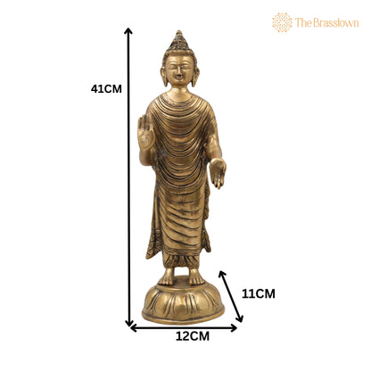 Brass Lord Buddha Idol – Handcrafted Gautama Buddha Murti, Meditating Dhyana Buddha Statue for Home Décor, Pooja, Vastu &amp; Gifts 16.5 Inch 5
