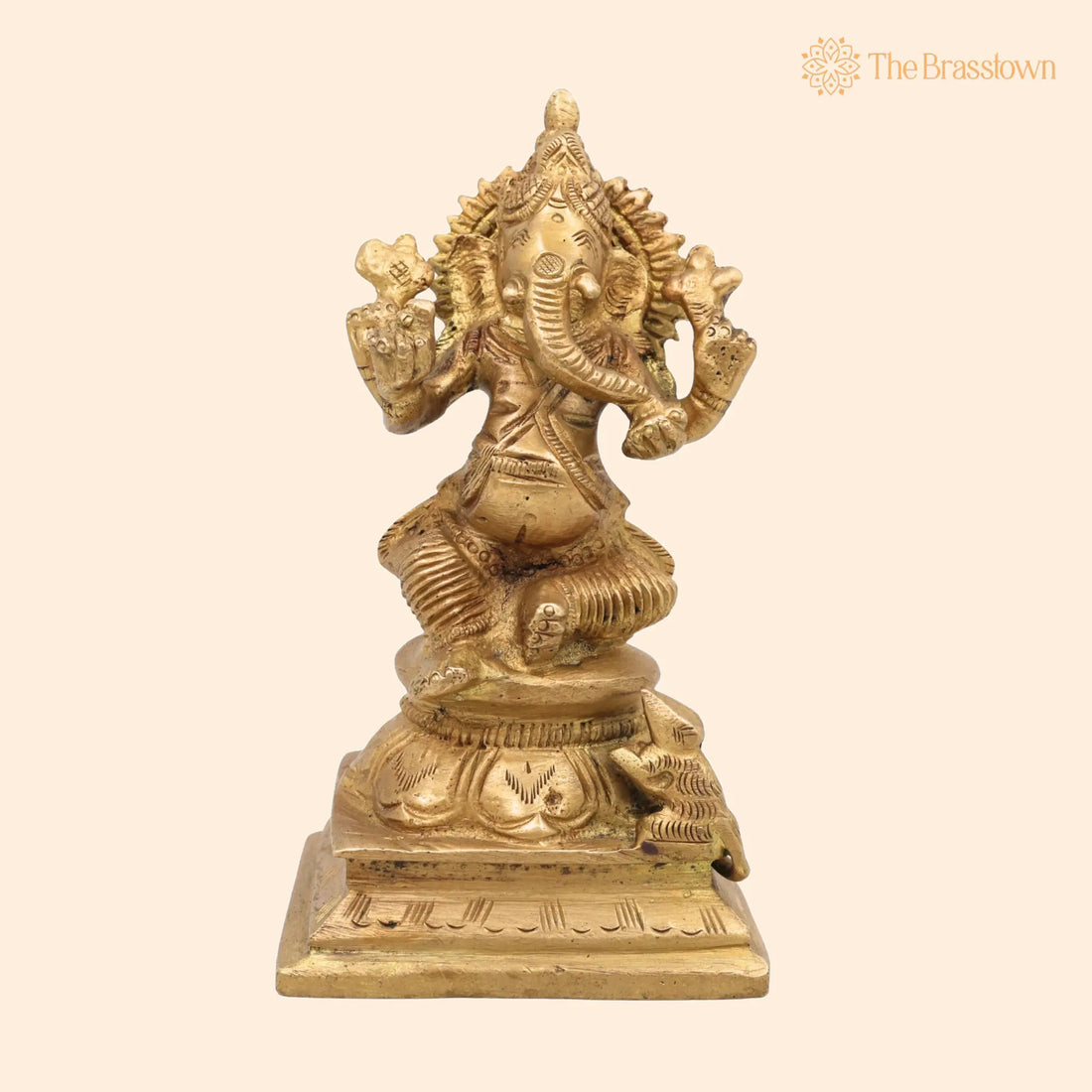 Handcrafted Brass Ganesha Idol – Vinayaka Ganpati Murti, Ekadanta Vighnaharta Statue for Pooja, Home Décor &amp; Gift 5 Inch 1
