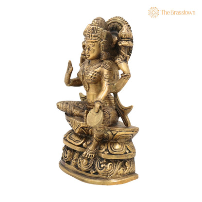 Handcrafted Brass Maha Lakshmi Idol – Shri Kamala Devi, Ashta Lakshmi Sculpture for Pooja, Home Temple, and Vastu Décor 9 Inch 3