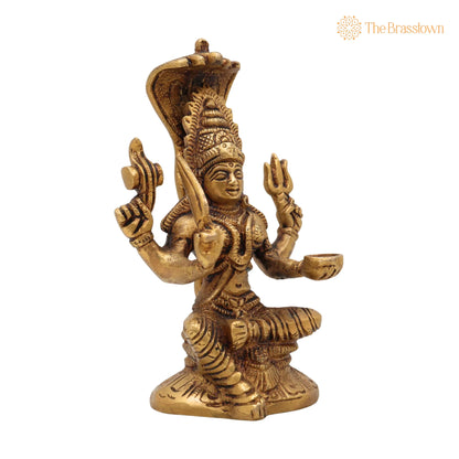 Brass Mariamman Idol – Handcrafted Muthu Mariamman Murti, Samayapuram Amman Statue, Peetal Hindu Goddess Décor 6 Inch 2