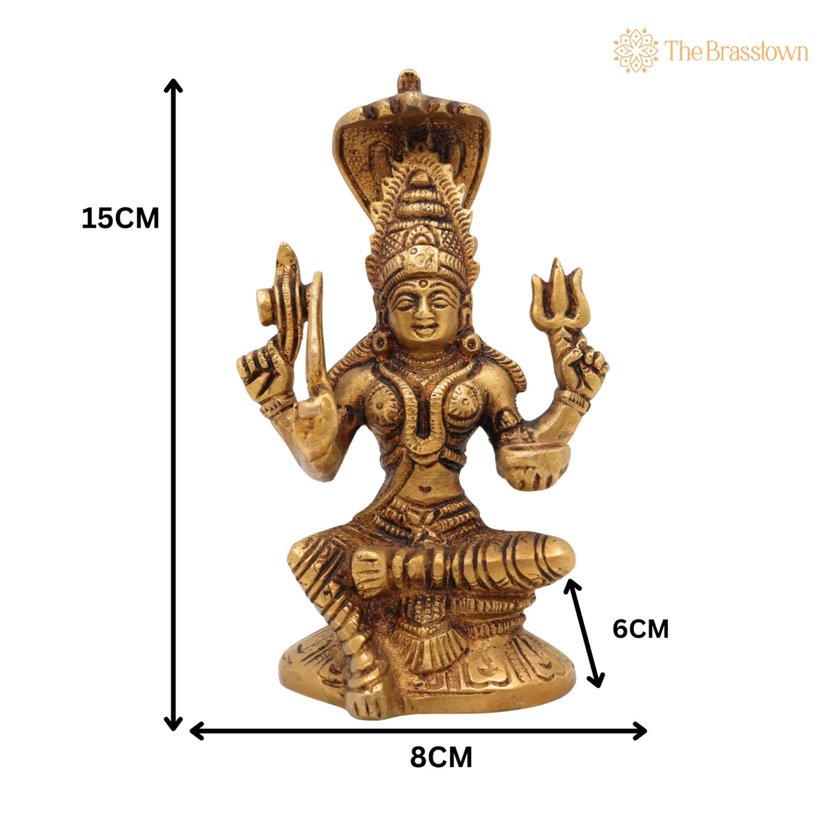 Brass Mariamman Idol – Handcrafted Muthu Mariamman Murti, Samayapuram Amman Statue, Peetal Hindu Goddess Décor 6 Inch 5