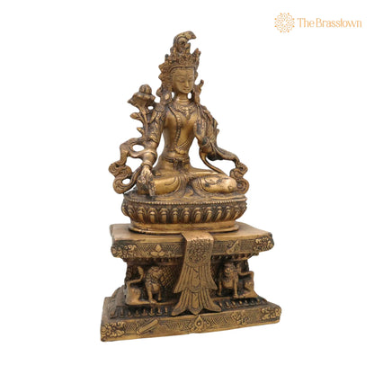 Brass Tibetan Tara Maa Idol – Handcrafted Green Tara, White Tara, Jetsun Dolma, Arya Tara Devi Murti, Tara Mata Statue for Pooja 12 Inch 2