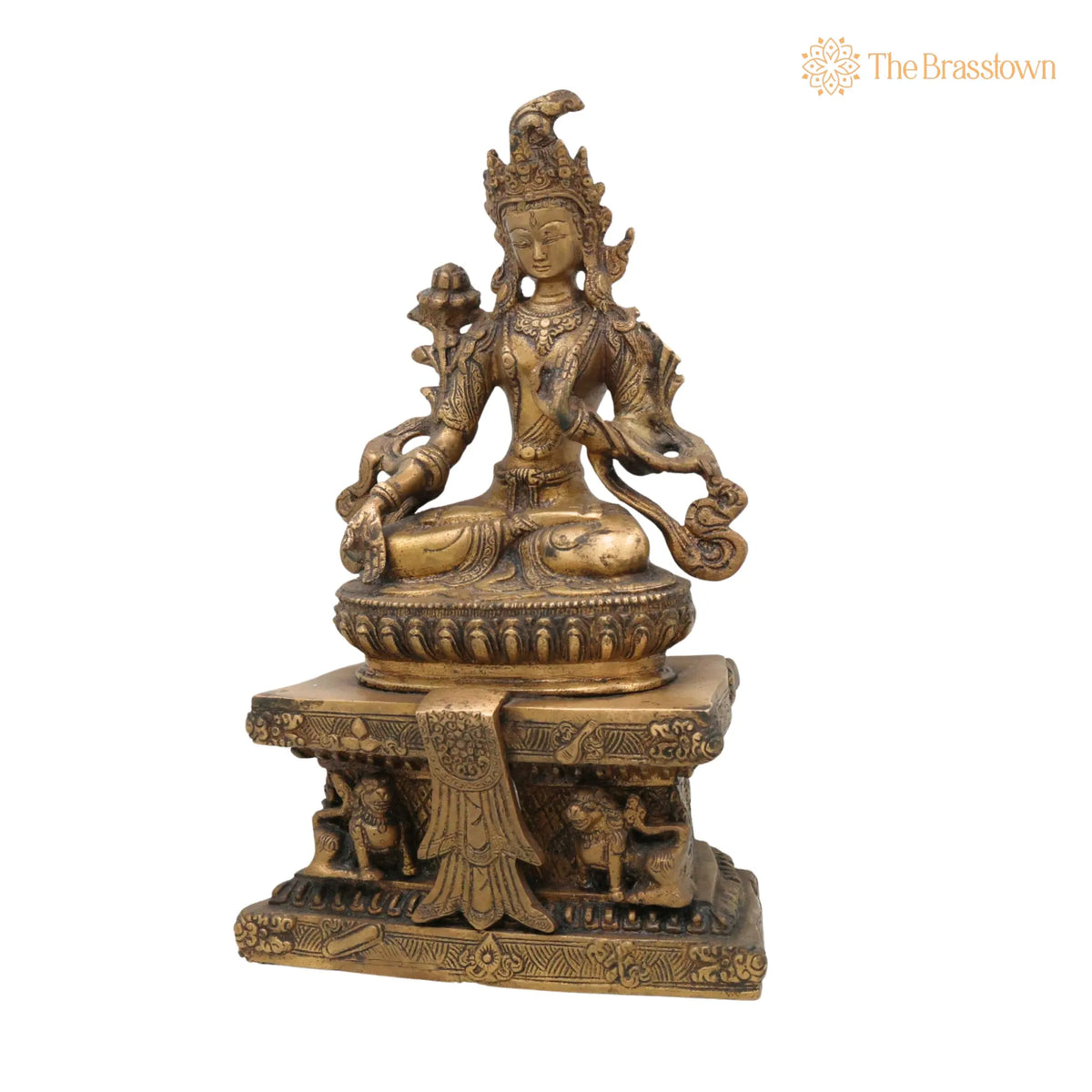 Brass Tibetan Tara Maa Idol – Handcrafted Green Tara, White Tara, Jetsun Dolma, Arya Tara Devi Murti, Tara Mata Statue for Pooja 12 Inch 3