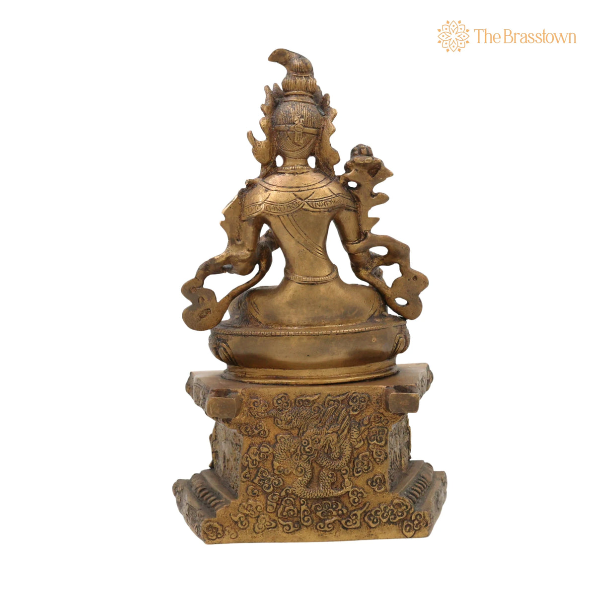 Brass Tibetan Tara Maa Idol – Handcrafted Green Tara, White Tara, Jetsun Dolma, Arya Tara Devi Murti, Tara Mata Statue for Pooja 12 Inch 4