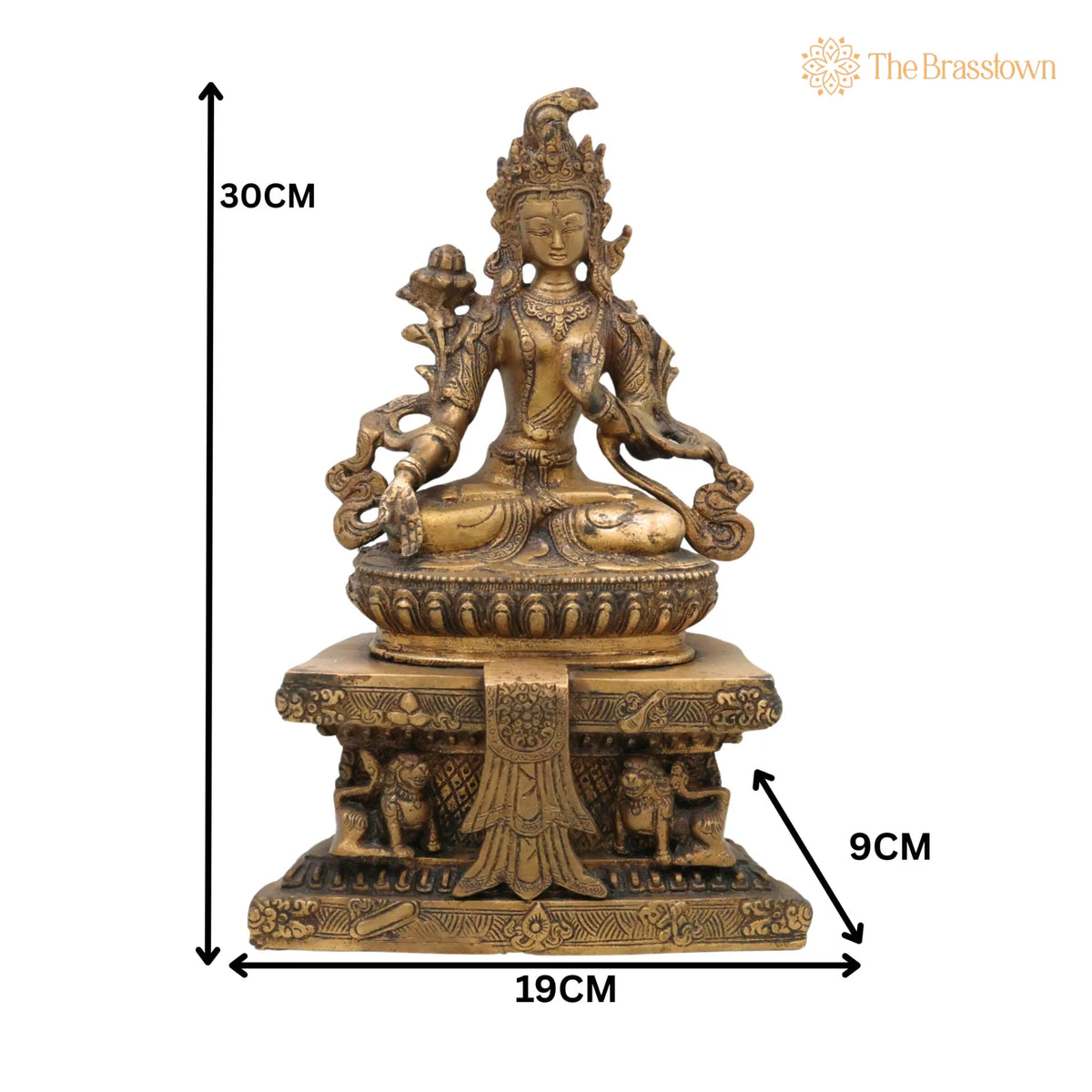 Brass Tibetan Tara Maa Idol – Handcrafted Green Tara, White Tara, Jetsun Dolma, Arya Tara Devi Murti, Tara Mata Statue for Pooja 12 Inch 5