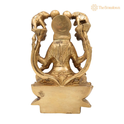 Handcrafted Brass Gaja Lakshmi Idol – Lakshmi Devi with Elephants, Gajalakshmi Murti for Pooja, Temple &amp; Home Décor 7 Inch 4