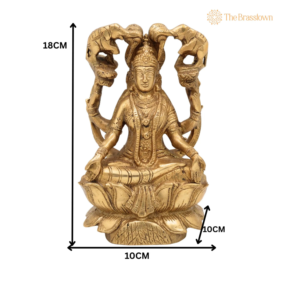 Handcrafted Brass Gaja Lakshmi Idol – Lakshmi Devi with Elephants, Gajalakshmi Murti for Pooja, Temple &amp; Home Décor 7 Inch 5