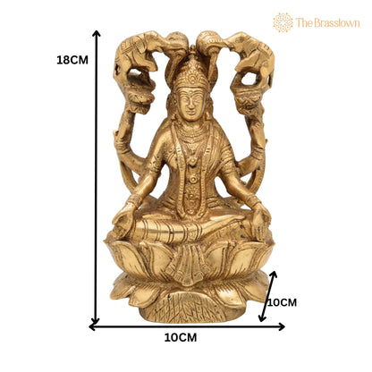 Handcrafted Brass Gaja Lakshmi Idol – Lakshmi Devi with Elephants, Gajalakshmi Murti for Pooja, Temple &amp; Home Décor 7 Inch 5