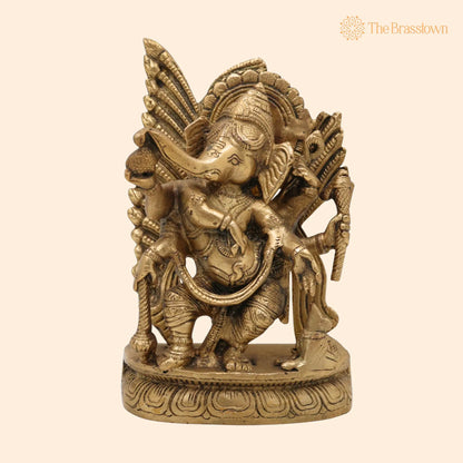 Handcrafted Brass Ganpati Idol – Vinayaka Ganesha Murti for Home Temple Pooja Décor, Peetal Ekadanta Statue 7 Inch 1