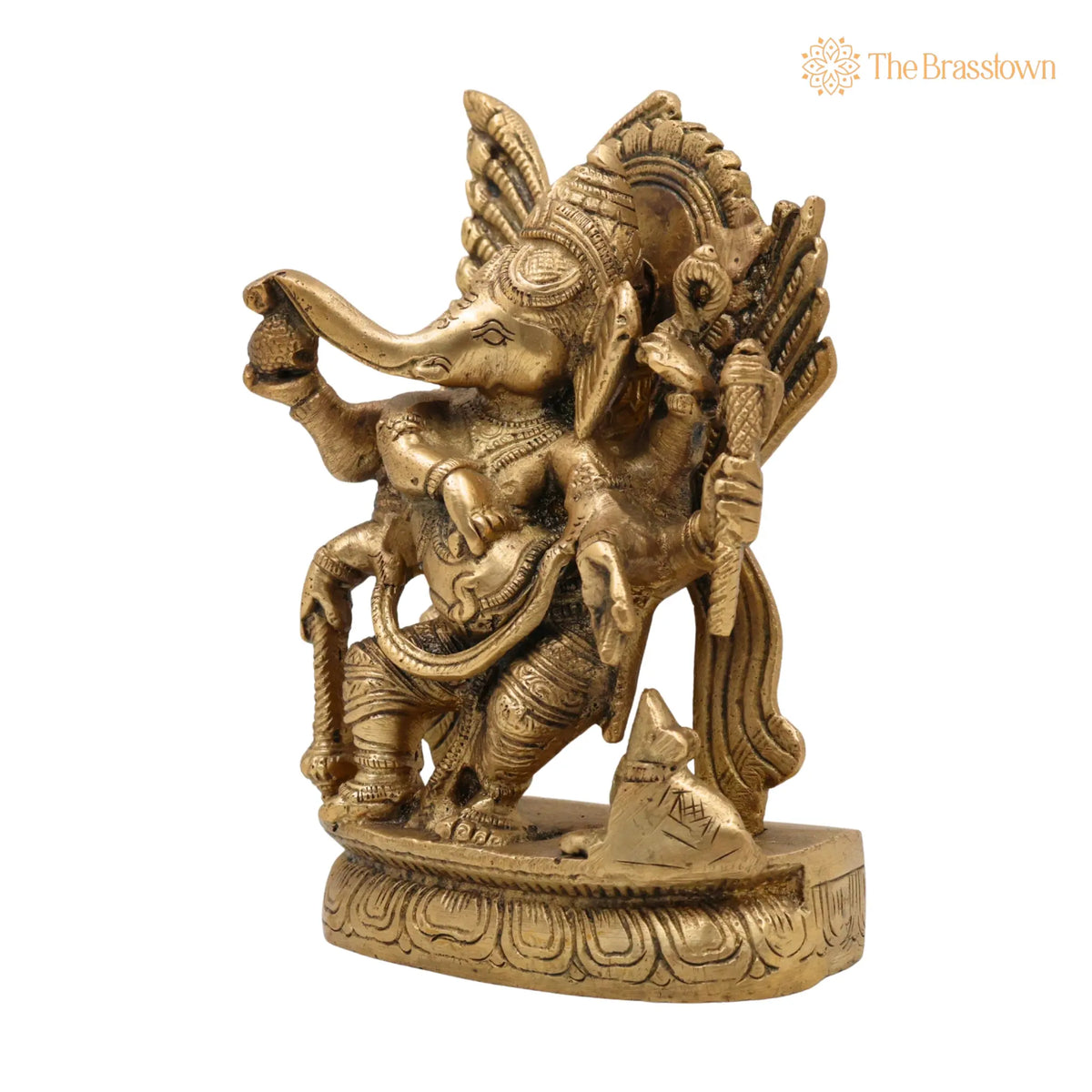 Handcrafted Brass Ganpati Idol – Vinayaka Ganesha Murti for Home Temple Pooja Décor, Peetal Ekadanta Statue 7 Inch 3