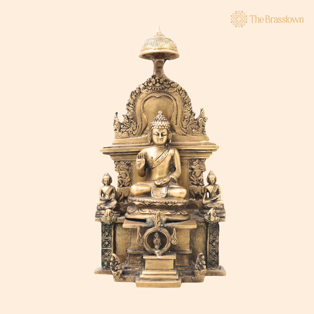 Brass Buddha Idol in Ashtamangala Pose – Handcrafted Gautama Buddha Murti Meditation Statue for Home Décor, Feng Shui, Vastu &amp; Pooja 11 Inch 1