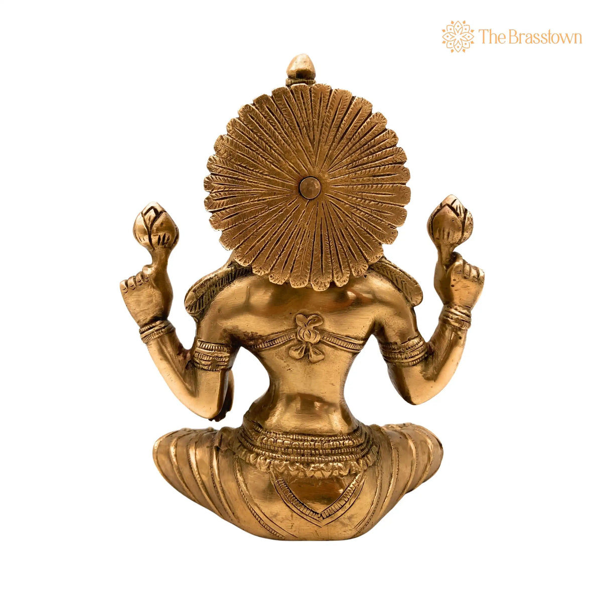 Brass Handcrafted Maha Lakshmi Idol for Pooja – Mahalakshmi Devi Statue, Laxmi Murti for Home Temple, Office &amp; Gift Décor 7.5 Inch 4