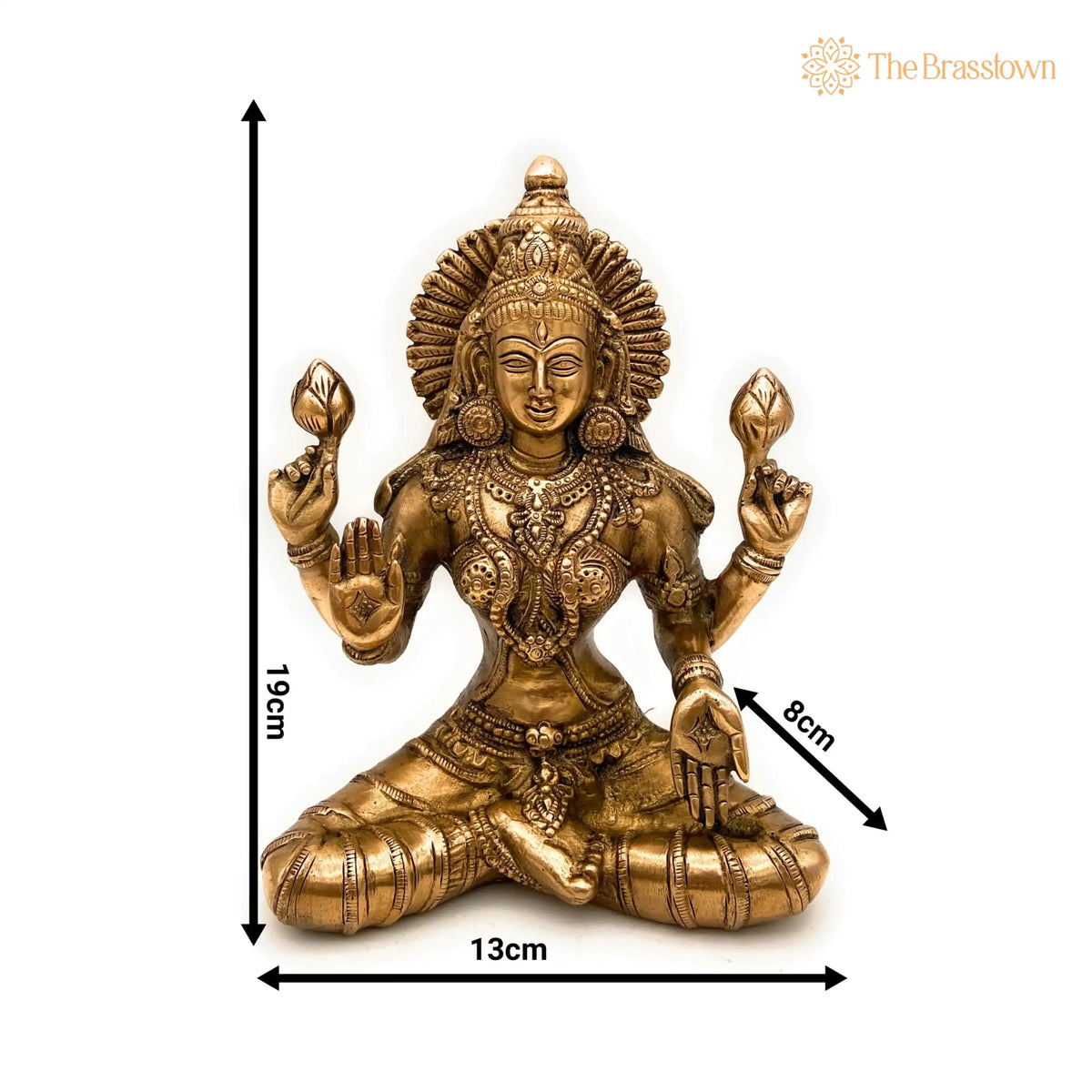 Brass Handcrafted Maha Lakshmi Idol for Pooja – Mahalakshmi Devi Statue, Laxmi Murti for Home Temple, Office &amp; Gift Décor 7.5 Inch 5