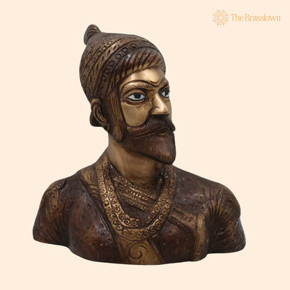 Brass Maharaj Shivaji Sculpture – Handcrafted Shivaji Maharaj Sculpture for Puja, Home Mandir &amp; Décor 7.5 Inch 1