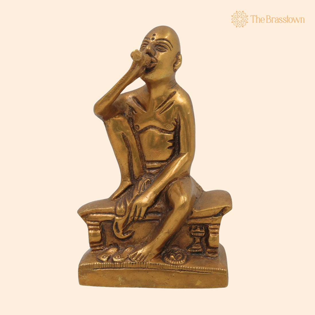 Handcrafted Brass Gajanan Maharaj Idol – Shegaon Maharaj Murti for Puja, Home Mandir &amp; Décor 5 Inch 1