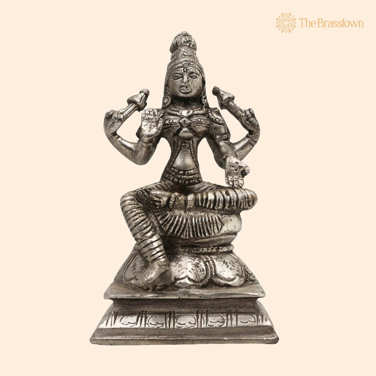 Handcrafted Brass Mahalakshmi Idol – Shri Lakshmi Devi, Gajalakshmi, Pital Laxmi Murti for Pooja, Home Temple &amp; Décor 5 Inch 1