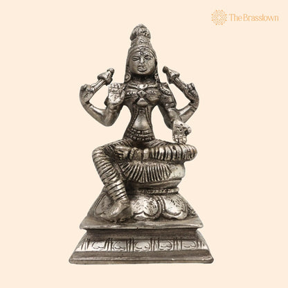 Handcrafted Brass Mahalakshmi Idol – Shri Lakshmi Devi, Gajalakshmi, Pital Laxmi Murti for Pooja, Home Temple &amp; Décor 5 Inch 1