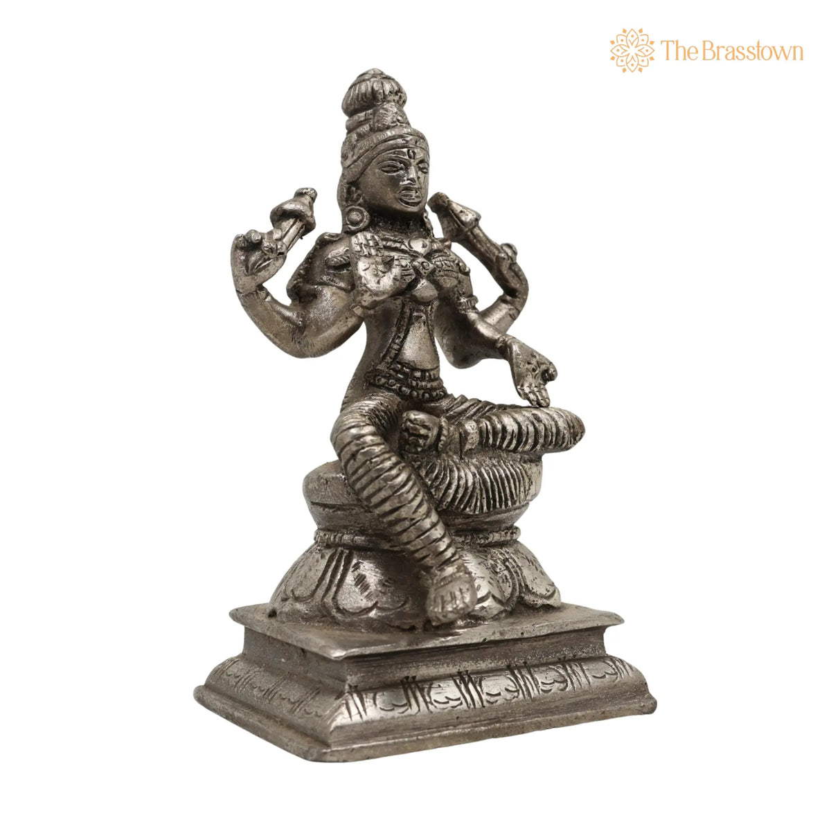 Handcrafted Brass Mahalakshmi Idol – Shri Lakshmi Devi, Gajalakshmi, Pital Laxmi Murti for Pooja, Home Temple &amp; Décor 5 Inch 2