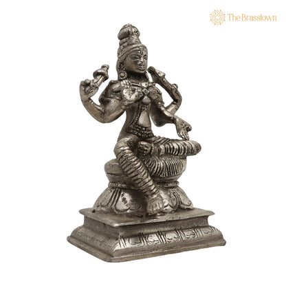 Handcrafted Brass Mahalakshmi Idol – Shri Lakshmi Devi, Gajalakshmi, Pital Laxmi Murti for Pooja, Home Temple &amp; Décor 5 Inch 2