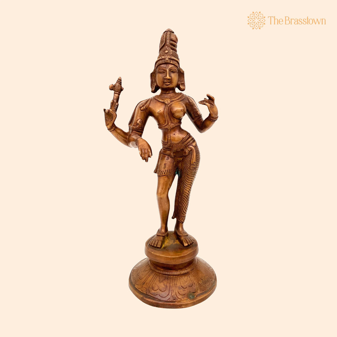 Brass Ardhanarishvara Idol – Handcrafted Ardhnarishwar Murti, Pooja Room Décor 11 Inch 1