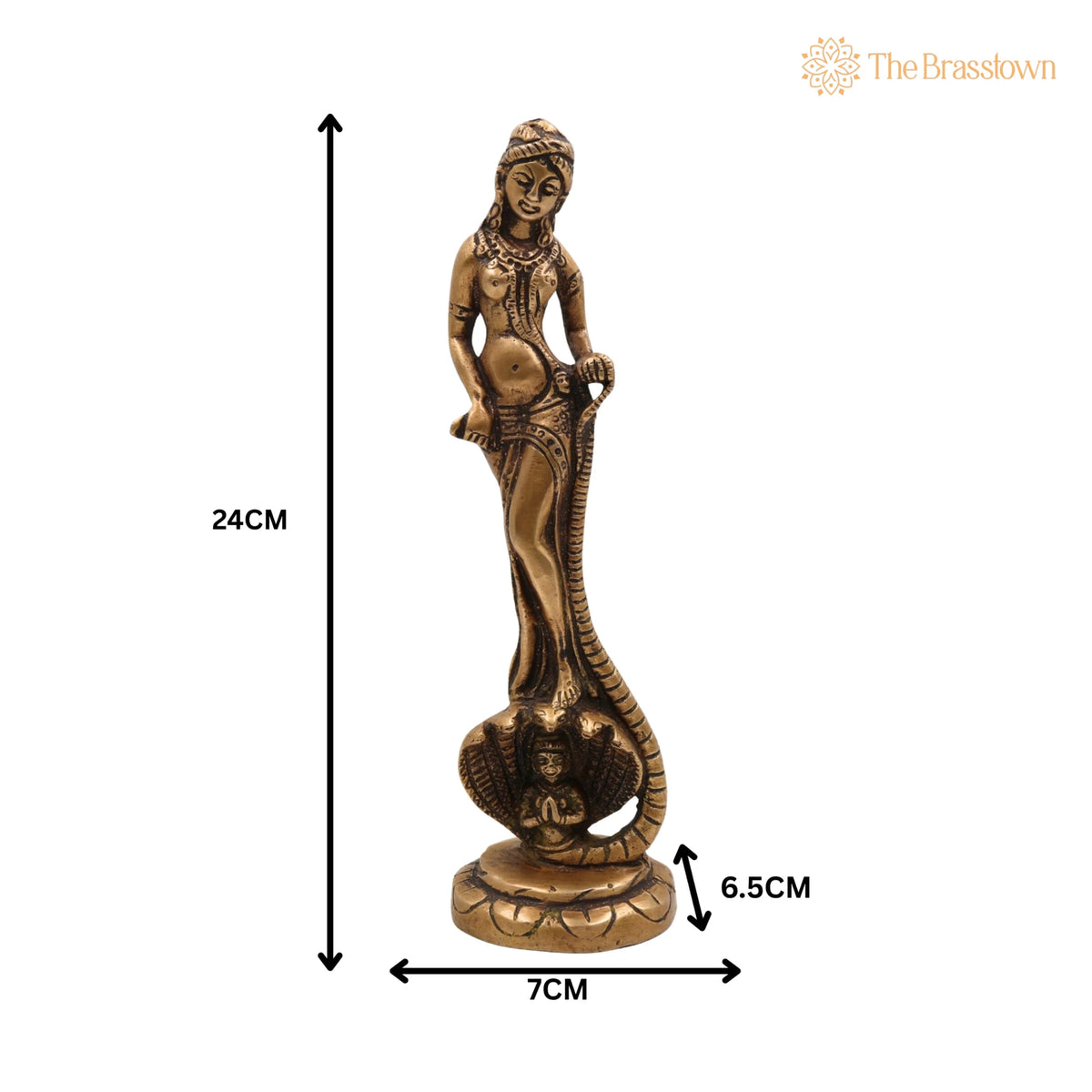 Brass Nag Kanya Statue – Handcrafted Brass Naga Kanya Statue, Nag Kanya Idol for Puja, Home Mandir &amp; Décor 9.5 Inch 5