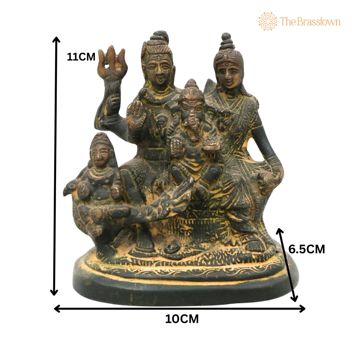 Brass Shiv Pariwar Sculpture With Parwati – Handcrafted Shiv Pariwar, Shivaparivar, Shivparivar Murti for Puja, Home Mandir &amp; Décor 4.5 Inch 5