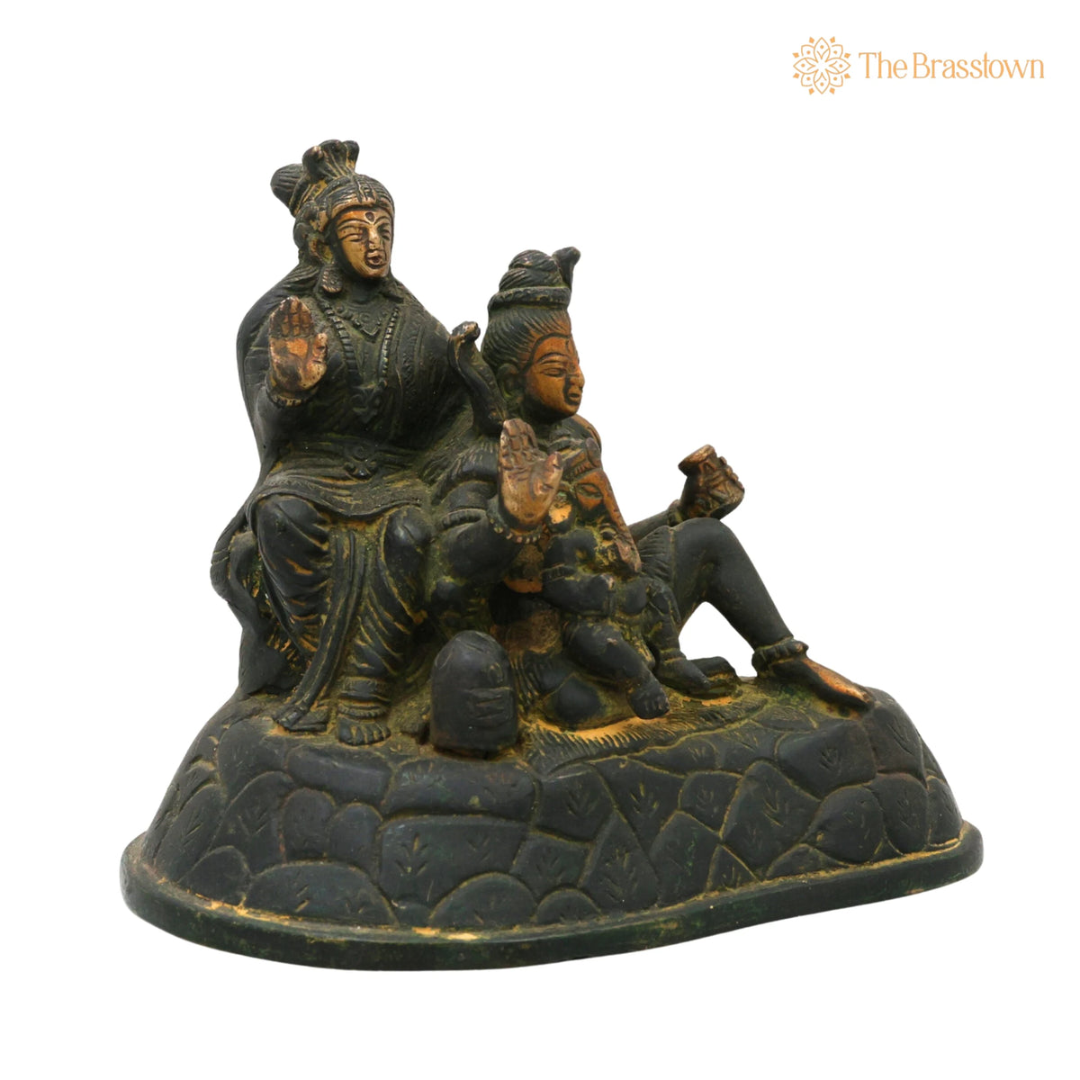 Brass Shiv Pariwar Sculpture With Parwati – Handcrafted Shiv Pariwar, Shivaparivar, Shivparivar Murti for Puja, Home Mandir &amp; Décor 5.5 Inch 2