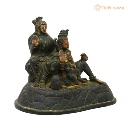 Brass Shiv Pariwar Sculpture With Parwati – Handcrafted Shiv Pariwar, Shivaparivar, Shivparivar Murti for Puja, Home Mandir &amp; Décor 5.5 Inch 2