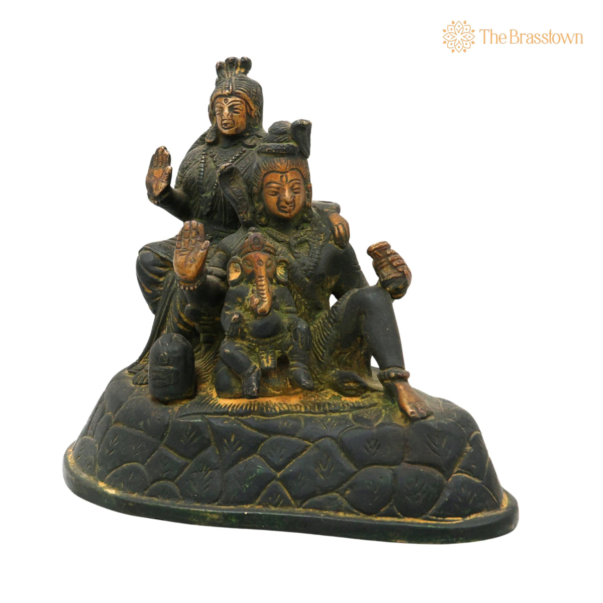 Brass Shiv Pariwar Sculpture With Parwati – Handcrafted Shiv Pariwar, Shivaparivar, Shivparivar Murti for Puja, Home Mandir &amp; Décor 5.5 Inch 3