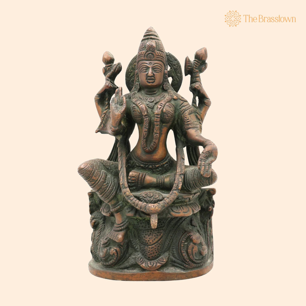 Handcrafted Brass Maha Lakshmi Idol for Pooja – Mahalakshmi, Laxmi Devi, Shri, Kamala for Puja, Home Mandir &amp; Décor 7.5 Inch 1