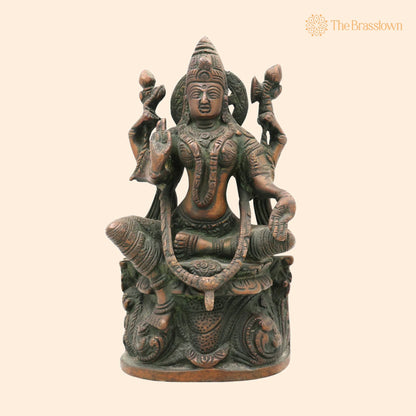 Handcrafted Brass Maha Lakshmi Idol for Pooja – Mahalakshmi, Laxmi Devi, Shri, Kamala for Puja, Home Mandir &amp; Décor 7.5 Inch 1