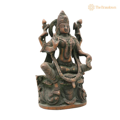 Handcrafted Brass Maha Lakshmi Idol for Pooja – Mahalakshmi, Laxmi Devi, Shri, Kamala for Puja, Home Mandir &amp; Décor 7.5 Inch 2