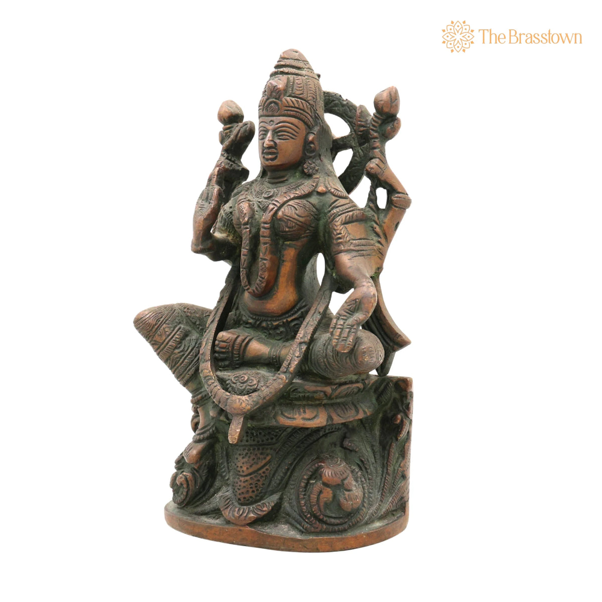 Handcrafted Brass Maha Lakshmi Idol for Pooja – Mahalakshmi, Laxmi Devi, Shri, Kamala for Puja, Home Mandir &amp; Décor 7.5 Inch 3