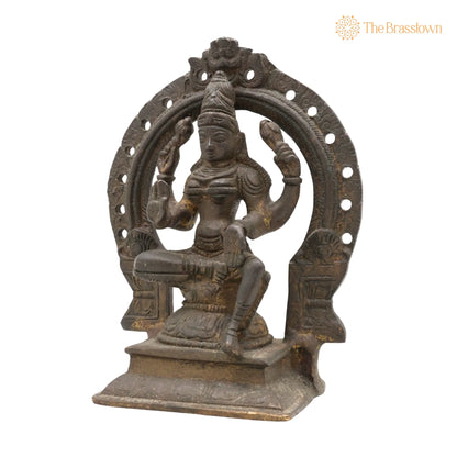 Brass Mahalakshmi Idol with Prabhavali – Handcrafted Shree Kamala Devi, Ashta Lakshmi Murti for Pooja Room, Temple, Home Décor &amp; Gifts 6.5 Inch 3