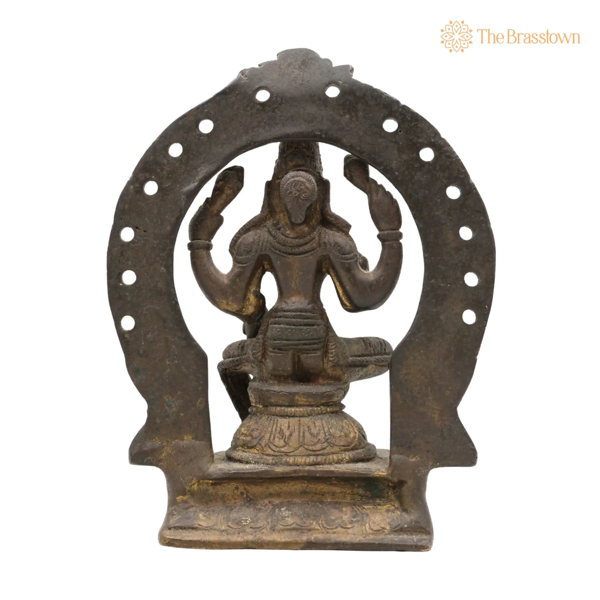 Brass Mahalakshmi Idol with Prabhavali – Handcrafted Shree Kamala Devi, Ashta Lakshmi Murti for Pooja Room, Temple, Home Décor &amp; Gifts 6.5 Inch 4