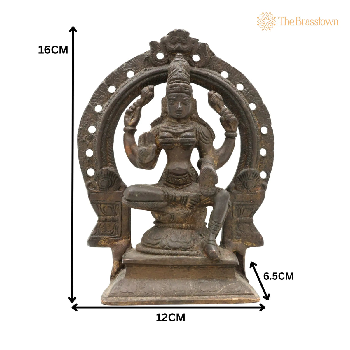 Brass Mahalakshmi Idol with Prabhavali – Handcrafted Shree Kamala Devi, Ashta Lakshmi Murti for Pooja Room, Temple, Home Décor &amp; Gifts 6.5 Inch 5