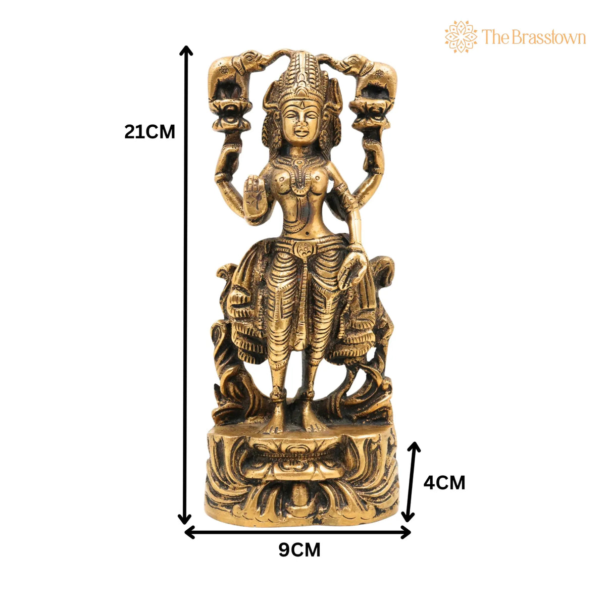 Handcrafted Brass Gaja Lakshmi Idol – Lakshmi Devi with Elephants, Gajalakshmi, Kamala, Padma, Prosperity &amp; Wealth Murti for Pooja 8.5 Inch 5