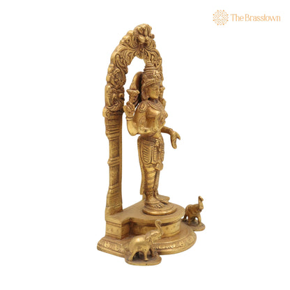 Handcrafted Brass Mahalakshmi Idol with Prabhavali – Lakshmi Devi, Shri, Kamala, Padma, Ashta Lakshmi Murti for Pooja 9.5 Inch 2