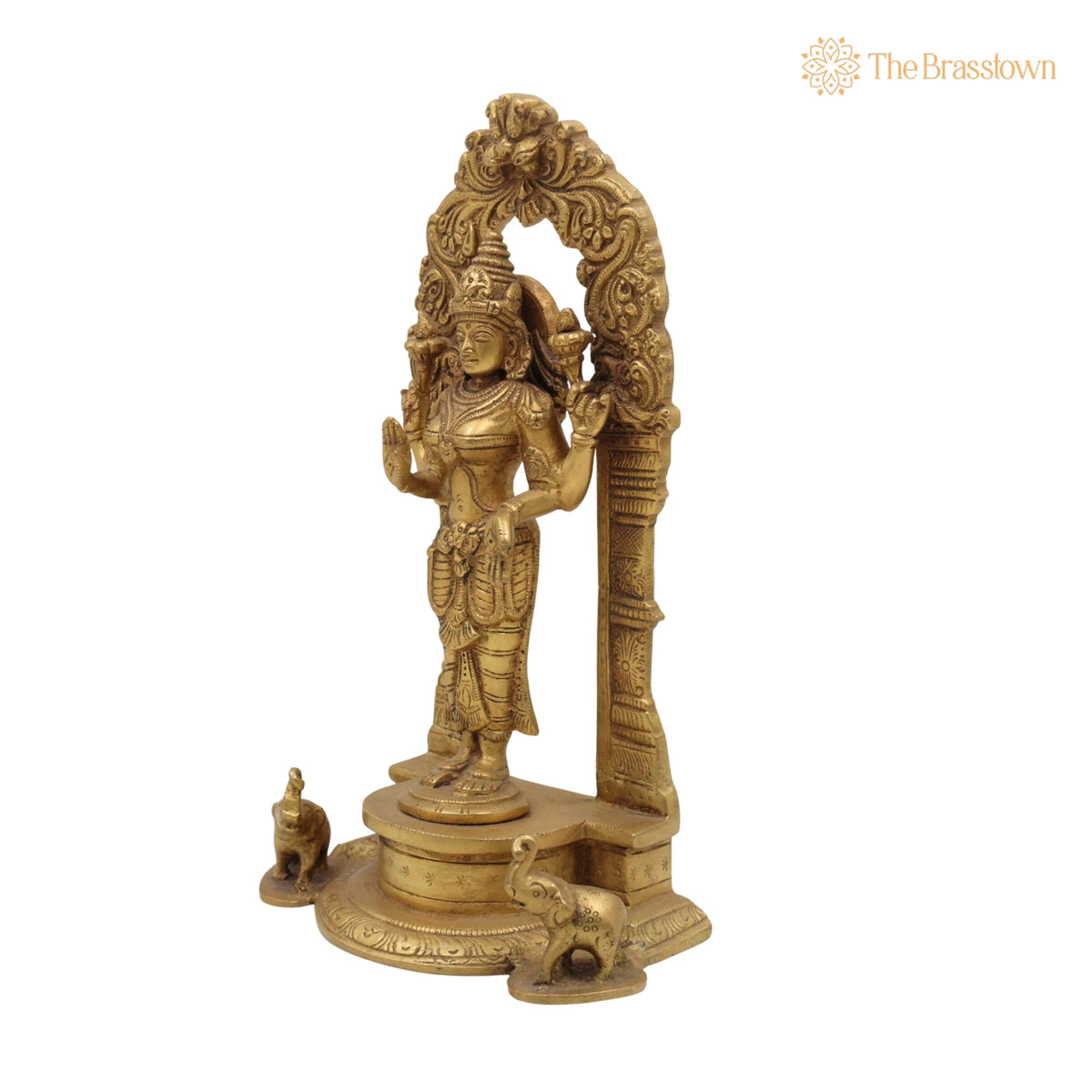 Handcrafted Brass Mahalakshmi Idol with Prabhavali – Lakshmi Devi, Shri, Kamala, Padma, Ashta Lakshmi Murti for Pooja 9.5 Inch 3