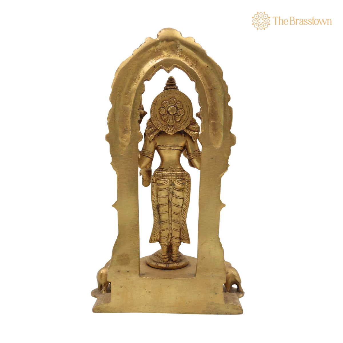 Handcrafted Brass Mahalakshmi Idol with Prabhavali – Lakshmi Devi, Shri, Kamala, Padma, Ashta Lakshmi Murti for Pooja 9.5 Inch 4
