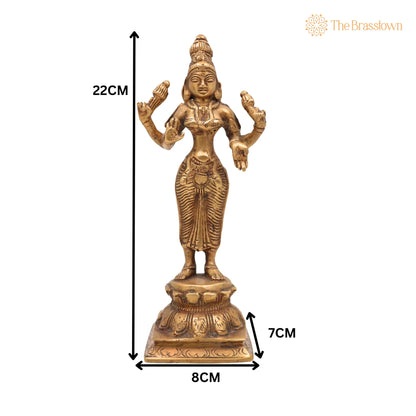 Handcrafted Mahalakshmi Brass Idol – Pital Laxmi Murti, Ashta Lakshmi Vigraham for Pooja, Home Temple &amp; Gifts 3 Inch 5
