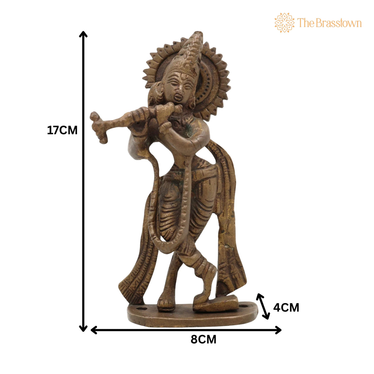 Brass Lord Krishna Idol – Handcrafted Bal Gopal, Govinda, Kanha, Murli Manohar, Shyamsundar, Banke Bihari Murti for Puja, Home Temple &amp; Décor 6.5 Inch 5