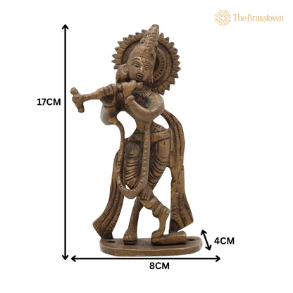 Brass Lord Krishna Idol – Handcrafted Bal Gopal, Govinda, Kanha, Murli Manohar, Shyamsundar, Banke Bihari Murti for Puja, Home Temple &amp; Décor 6.5 Inch 5