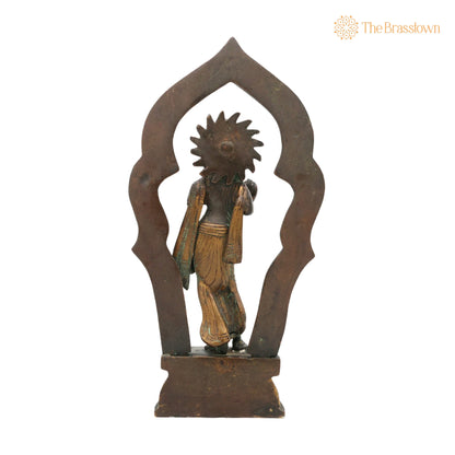Handcrafted Brass Lakshmi Devi Idol with Prabhavali – Mahalakshmi, Kamala, Padmavati, Ashta Lakshmi, Shree Sculpture for Pooja 5 Inch 4