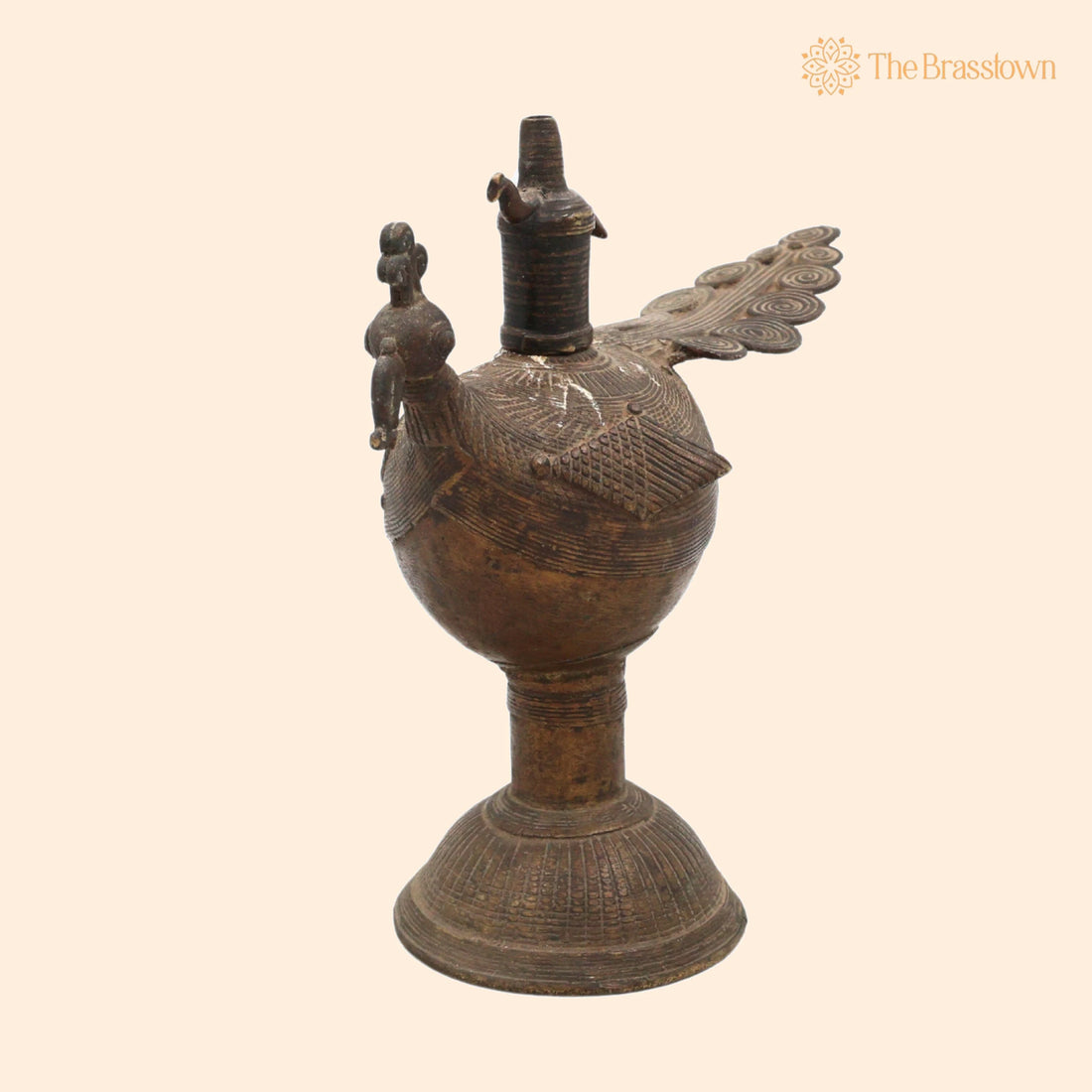 Handcrafted Brass Deepalakshmi Kuthuvilakku – Traditional Pittal Diya Deepam Vilakku Idol for Pooja, Lakshmi Samai Oil Lamp 7 Inch 1
