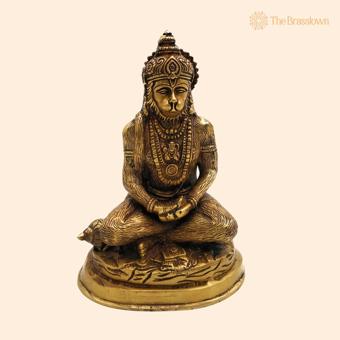 Brass Hanuman Idol for Home Temple – Handcrafted Anjaneya, Bajrangbali, Pawan Putra, Mahavira Murti for Pooja, Décor &amp; Gift 8 Inch 1
