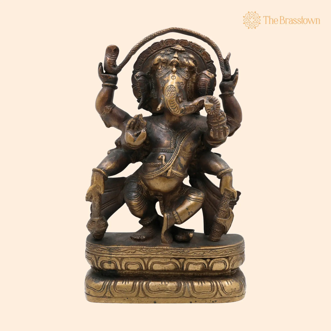 Handcrafted Brass Ganesha Idol – Ganpati Ganapati Vinayaka Murti for Home Temple Pooja Décor, Peetal Gajanana Statue 9.5 Inch 1